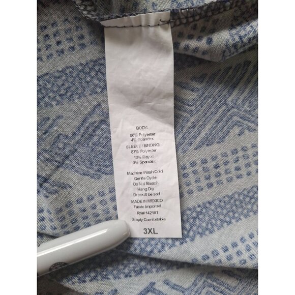 LuLaRoe Raglan Sleeve Aztec Print Tunic Top 3XL Women's Blue Gray - Picture 4 of 8